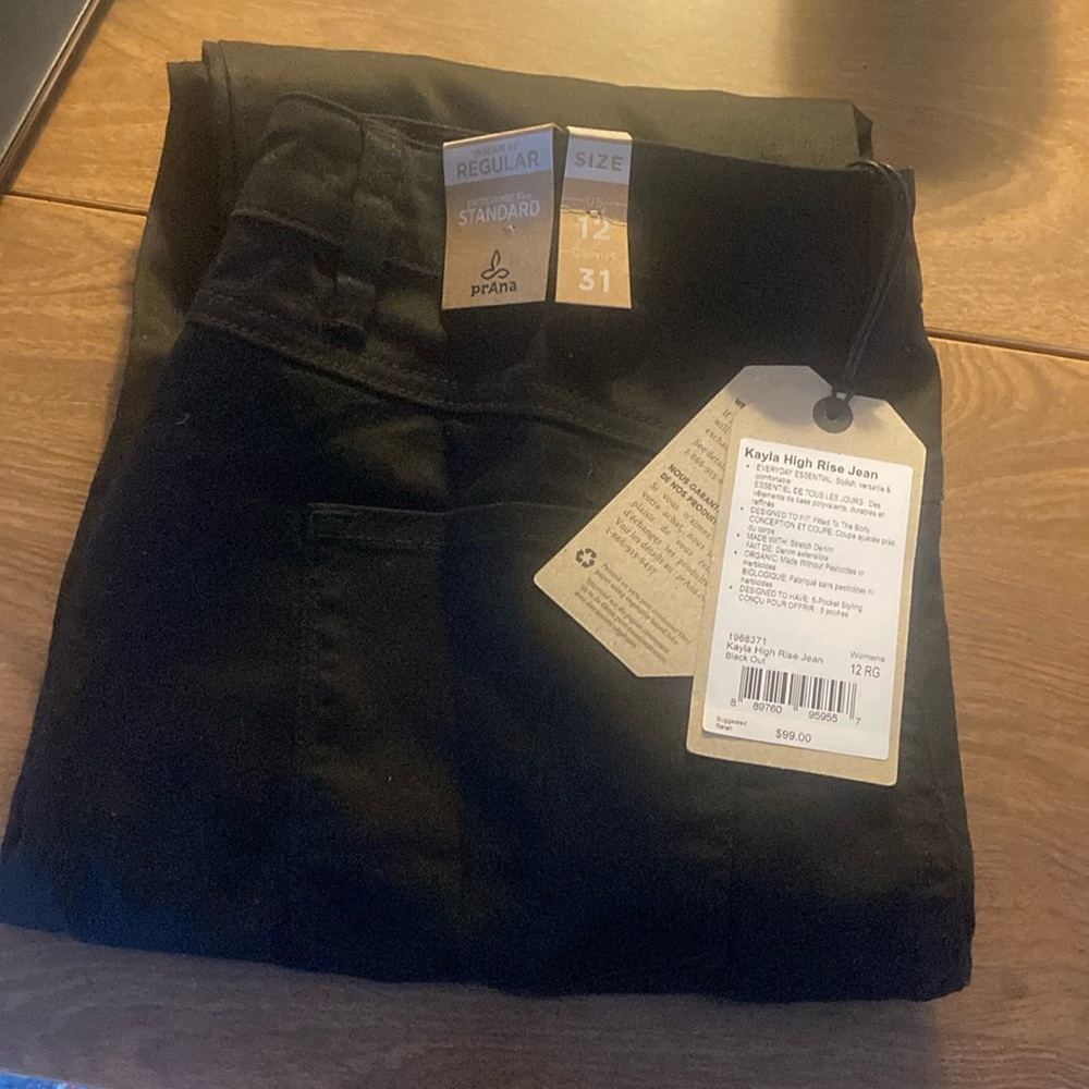 Prana Kayla high rise black skinny jeans, NWT, size 12